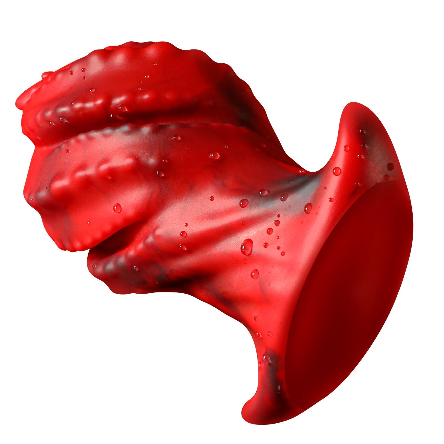 Rode Siliconen Grote Buttplug met Ribbels