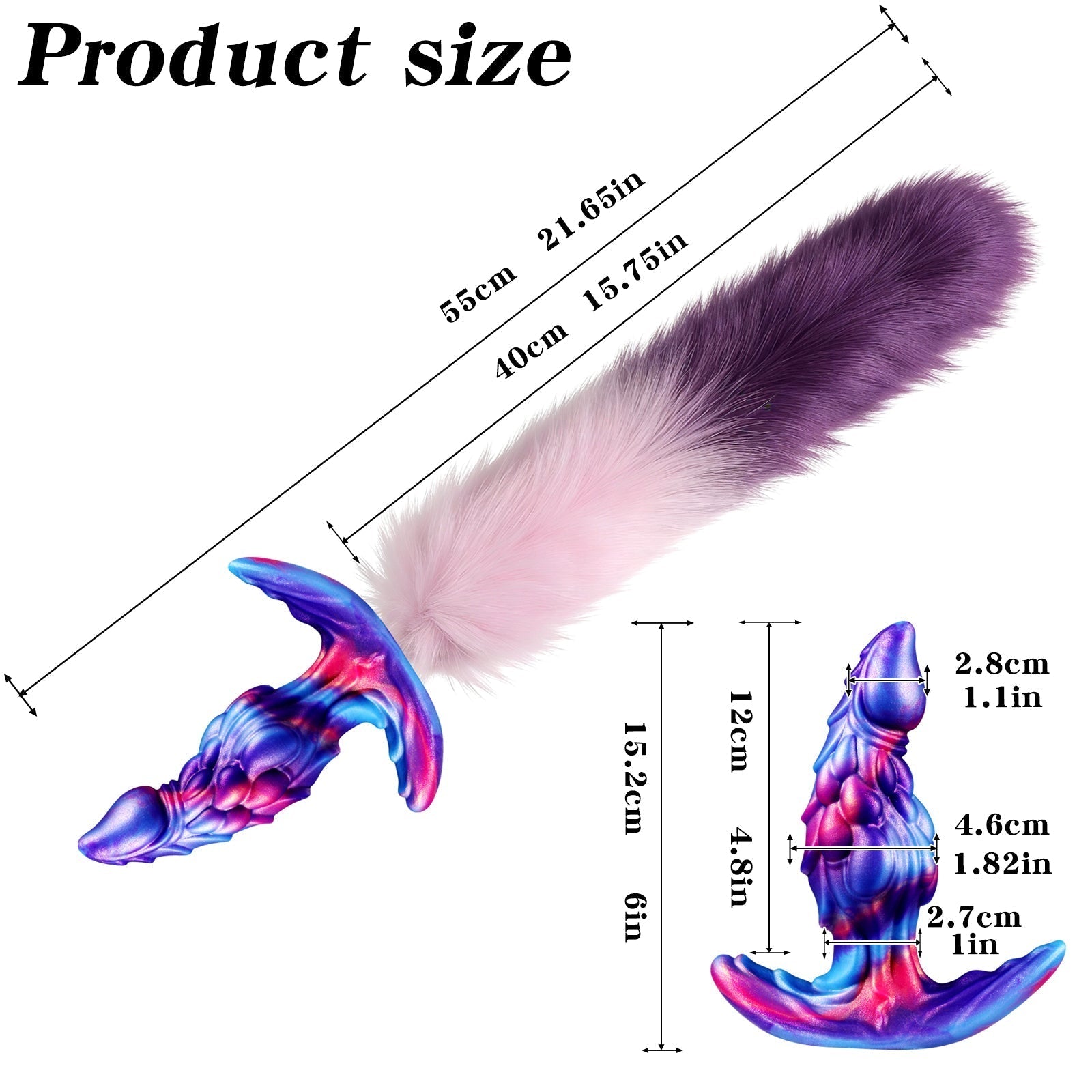 Fantasy Draken Buttplug met Afneembare Pluizige Staart