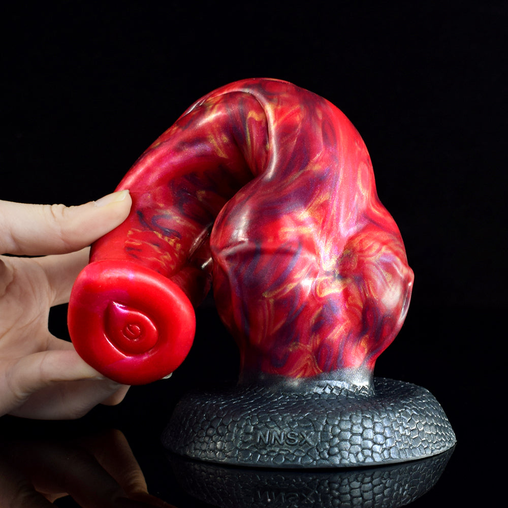 23cm Rode Wolf Knotdildo Met Textuur