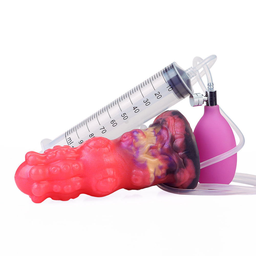 Rode Tentakel Inflatabledildo Met Knot En Spuitfunctie