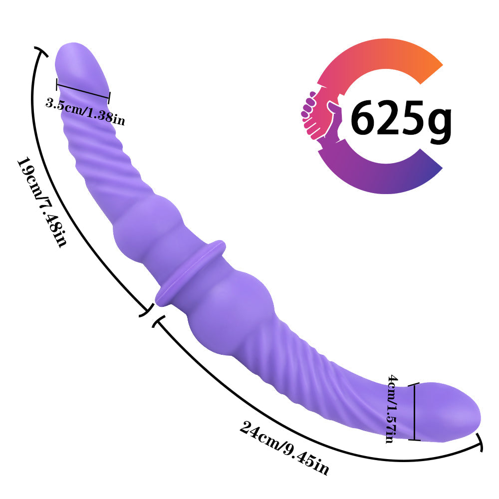 43 cm Paarse Geribbelde Doppeldildo XXL