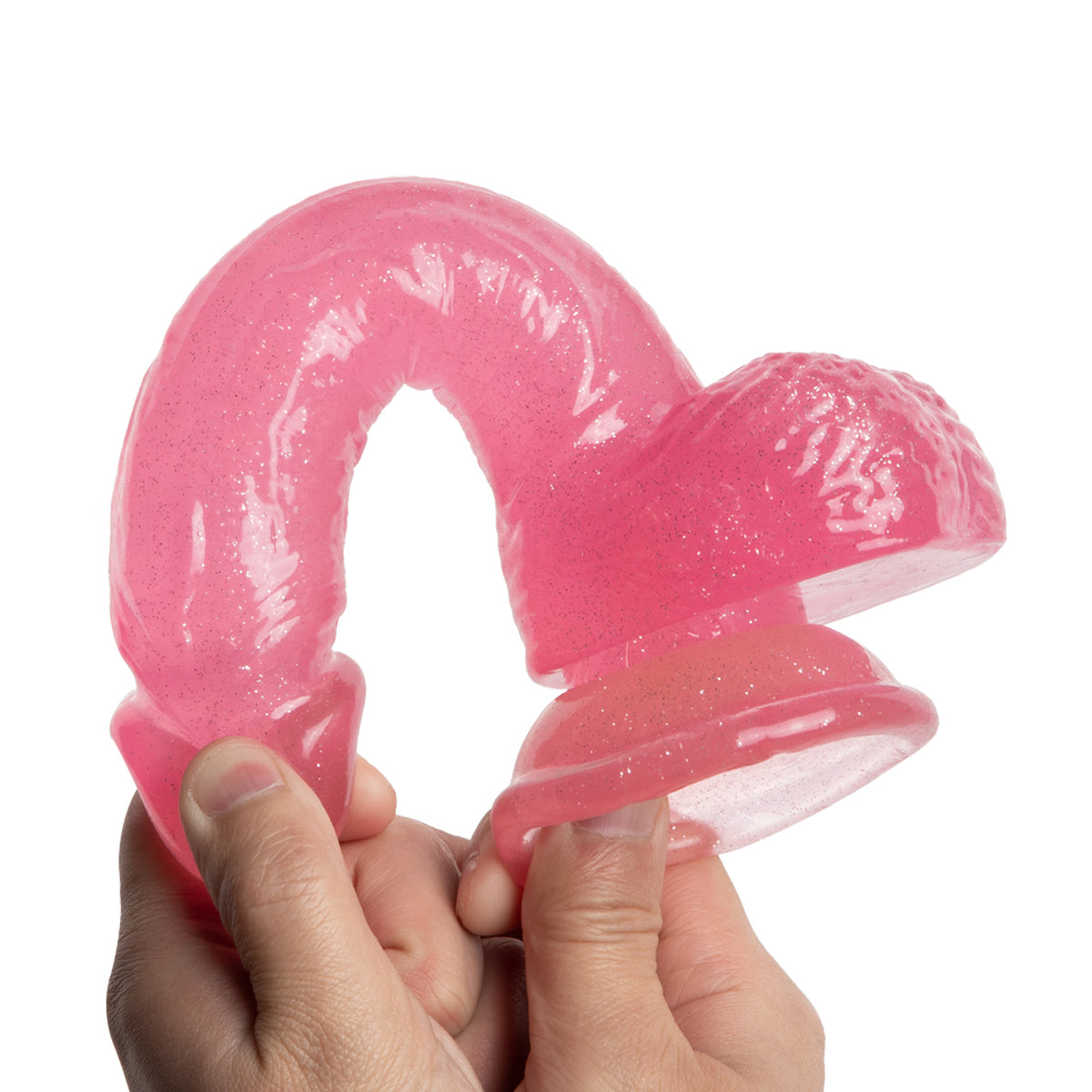 Roze Glitter Jelly Dildo met Sterke Zuignap