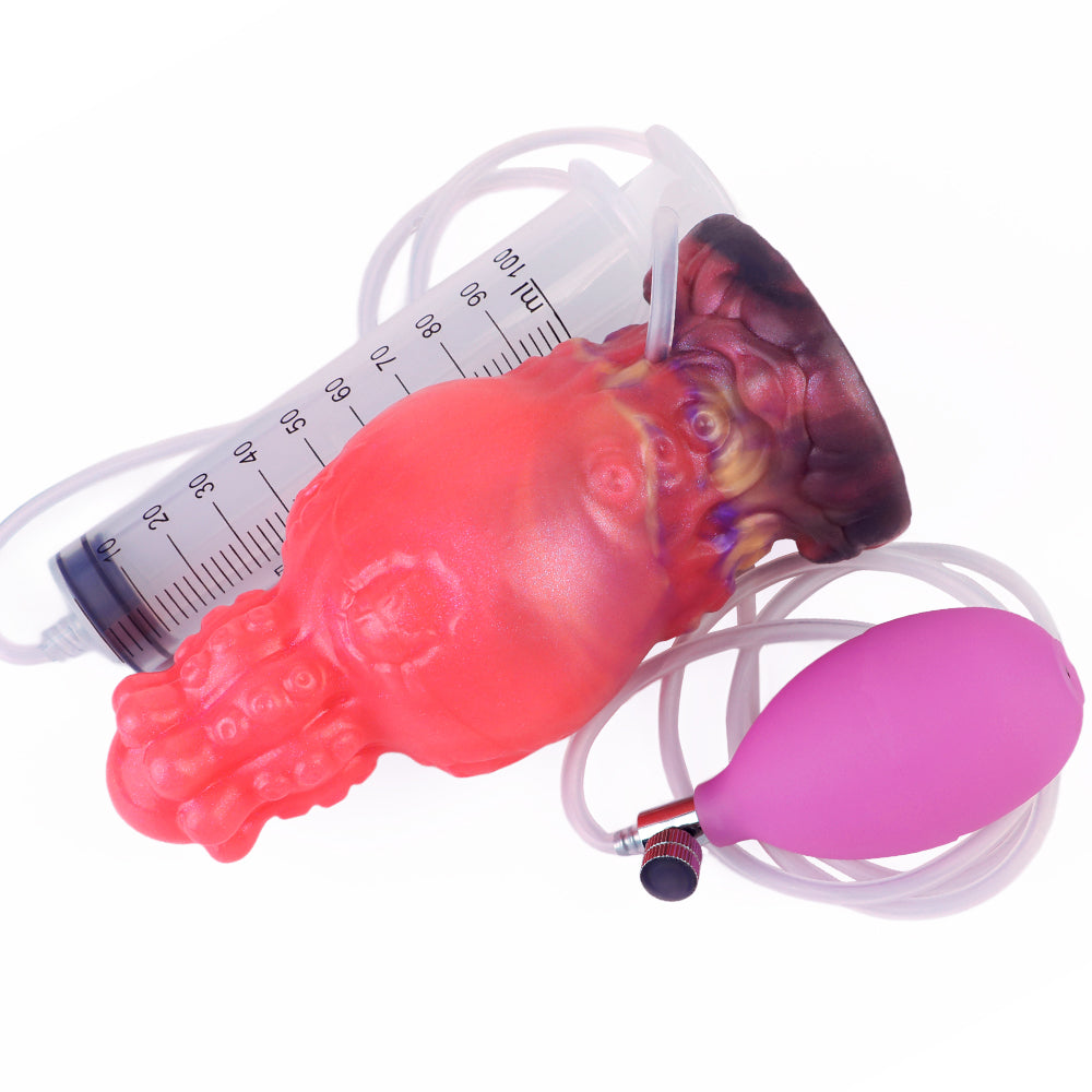 Rode Tentakel Inflatabledildo Met Knot En Spuitfunctie