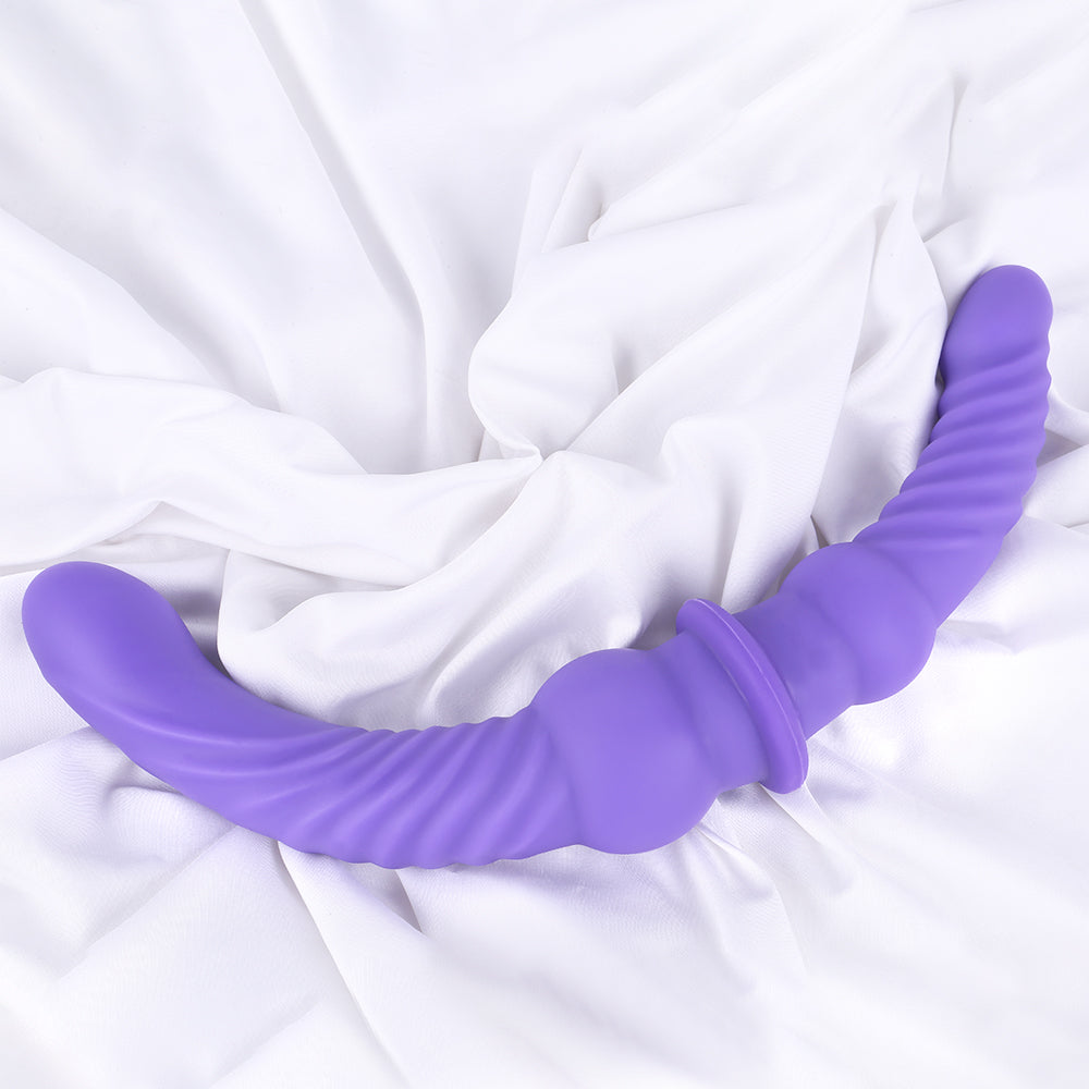 43 cm Paarse Geribbelde Doppeldildo XXL