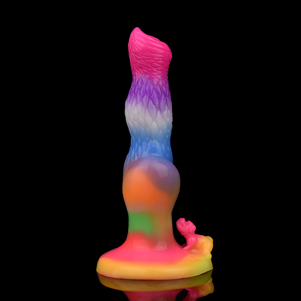 22.5 cm Glow In The Dark Rainbow Dog Dildo