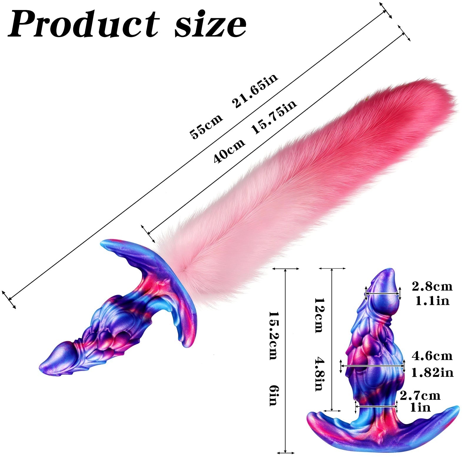 Fantasy Draken Buttplug met Afneembare Pluizige Staart