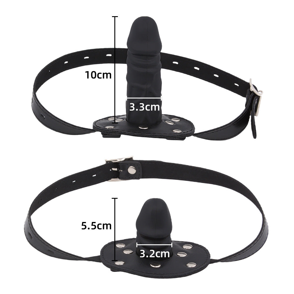 Leather BDSM Bondage Dildo Gag Mask
