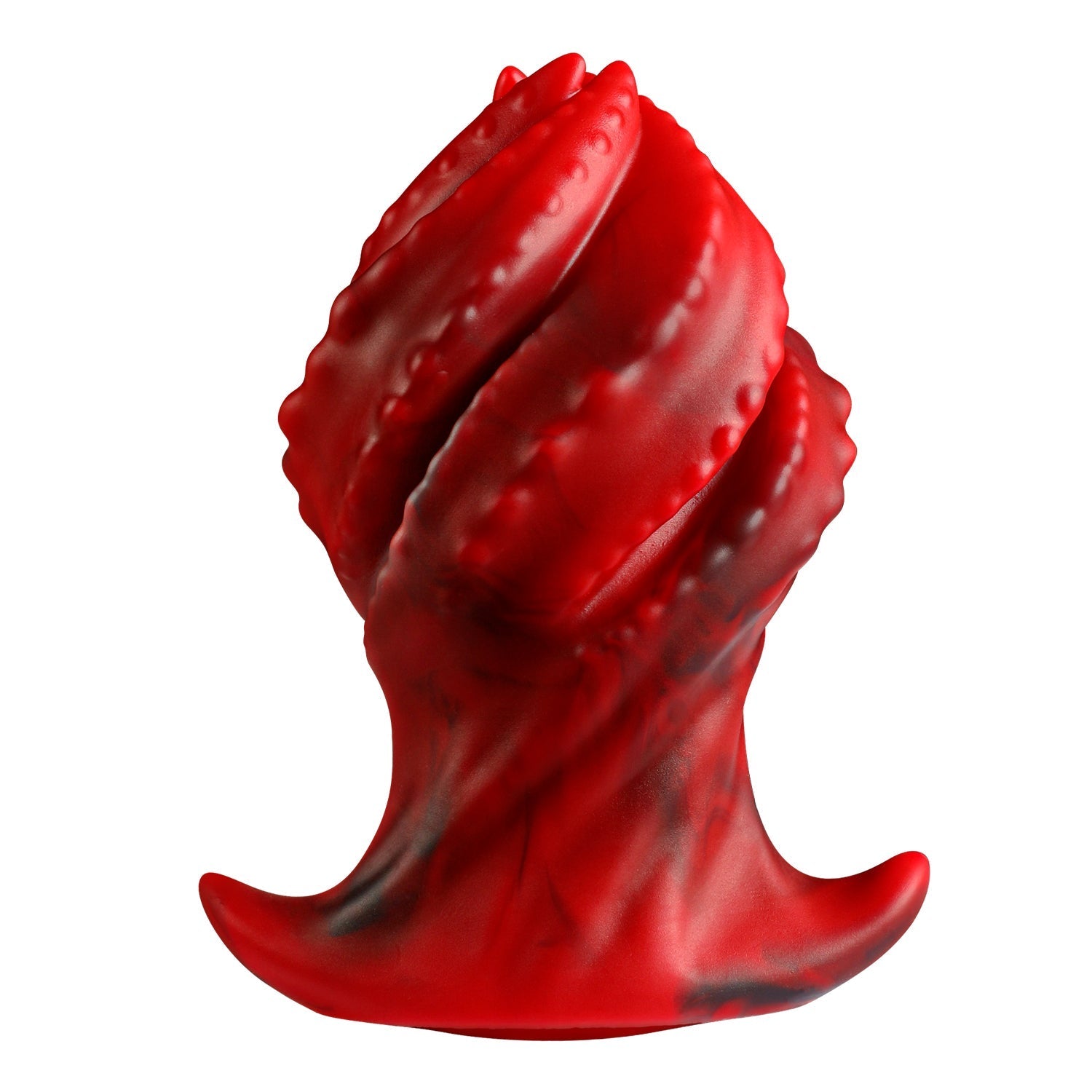 Rode Siliconen Grote Buttplug met Ribbels