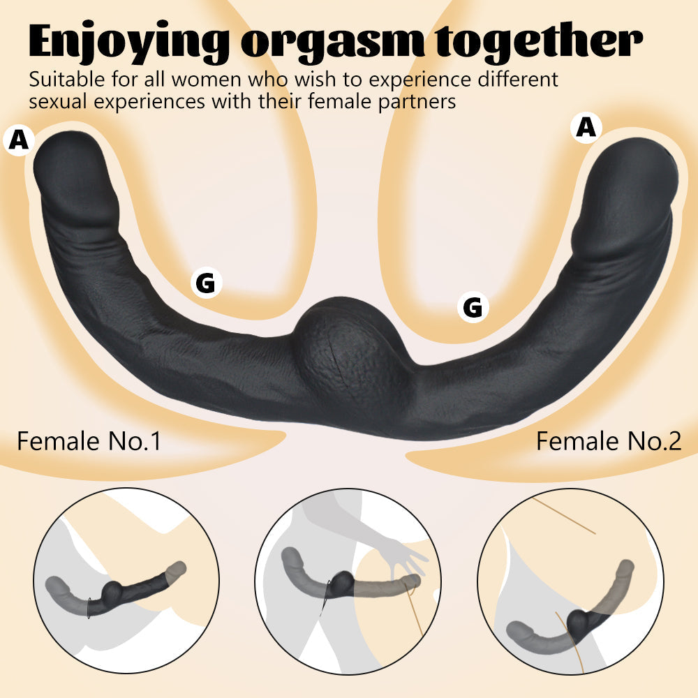Realistische Dubbele Strapless Dildo Siliconen 31cm