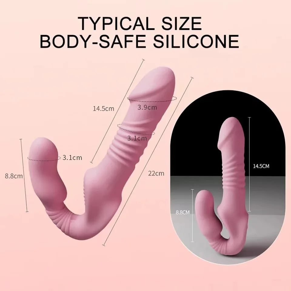 Roze Stotende Strapless Dildo Met Afstandsbediening