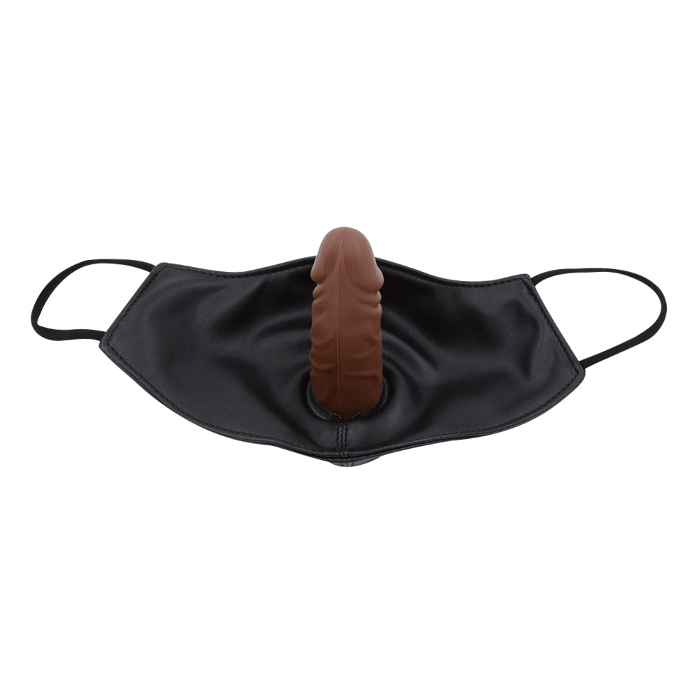 Zwart BDSM Masker Met Gagdildo En Riem