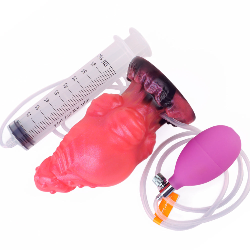 15.7 cm Opblaasbare Rode Knot Squirtingdildo
