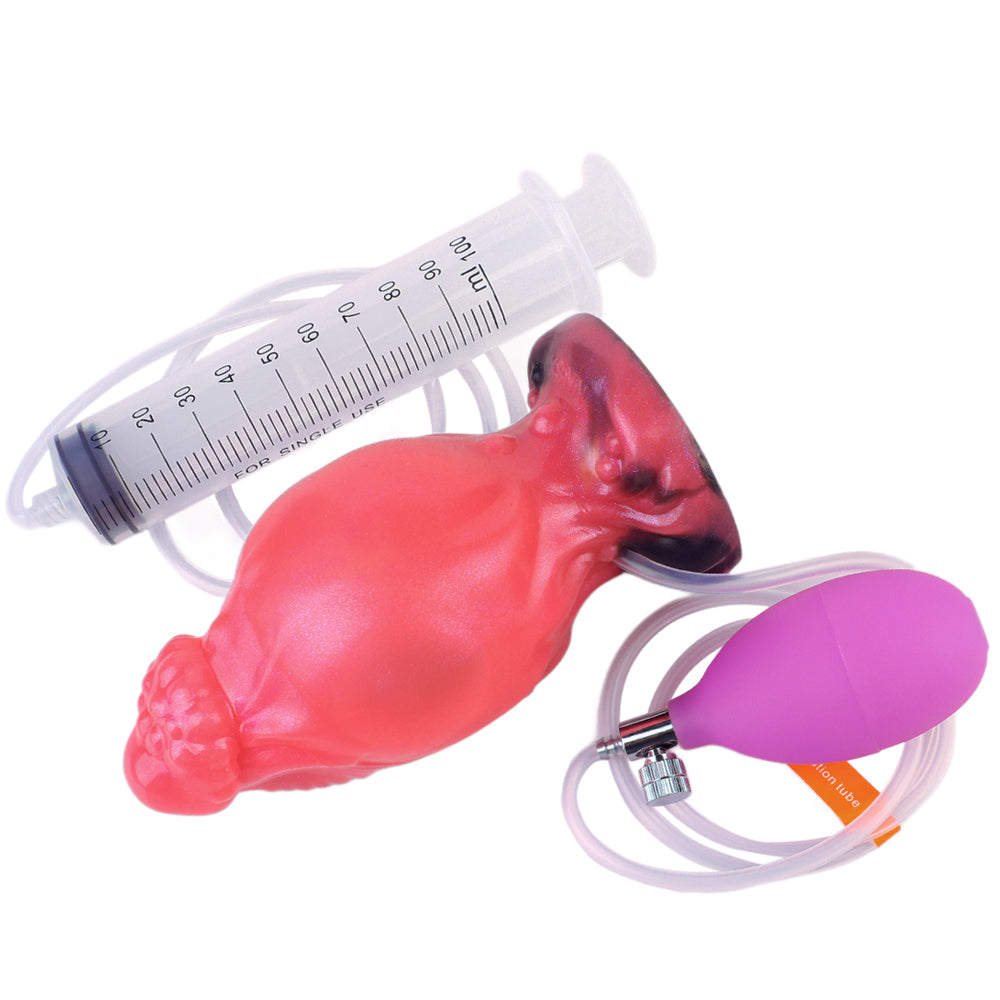 Opblaasbare dildo 22cm Rode Spuitende penis