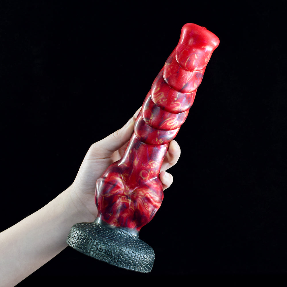 23cm Rode Wolf Knotdildo Met Textuur