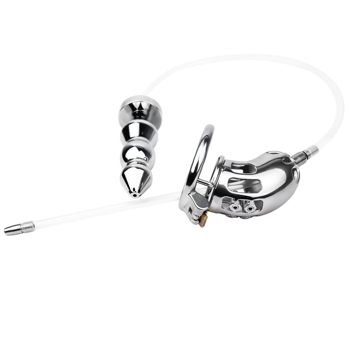 Metalen Kuisheidskooi Met Buttplug Voor BDSM