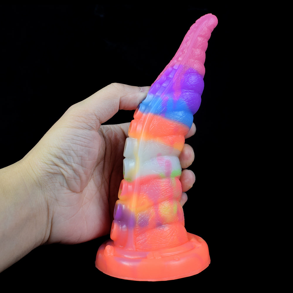 Lichtgevende Rainbow Fantasy Octopus Tenticle Dildo