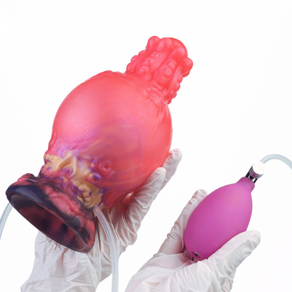 Rode Tentakel Inflatabledildo Met Knot En Spuitfunctie