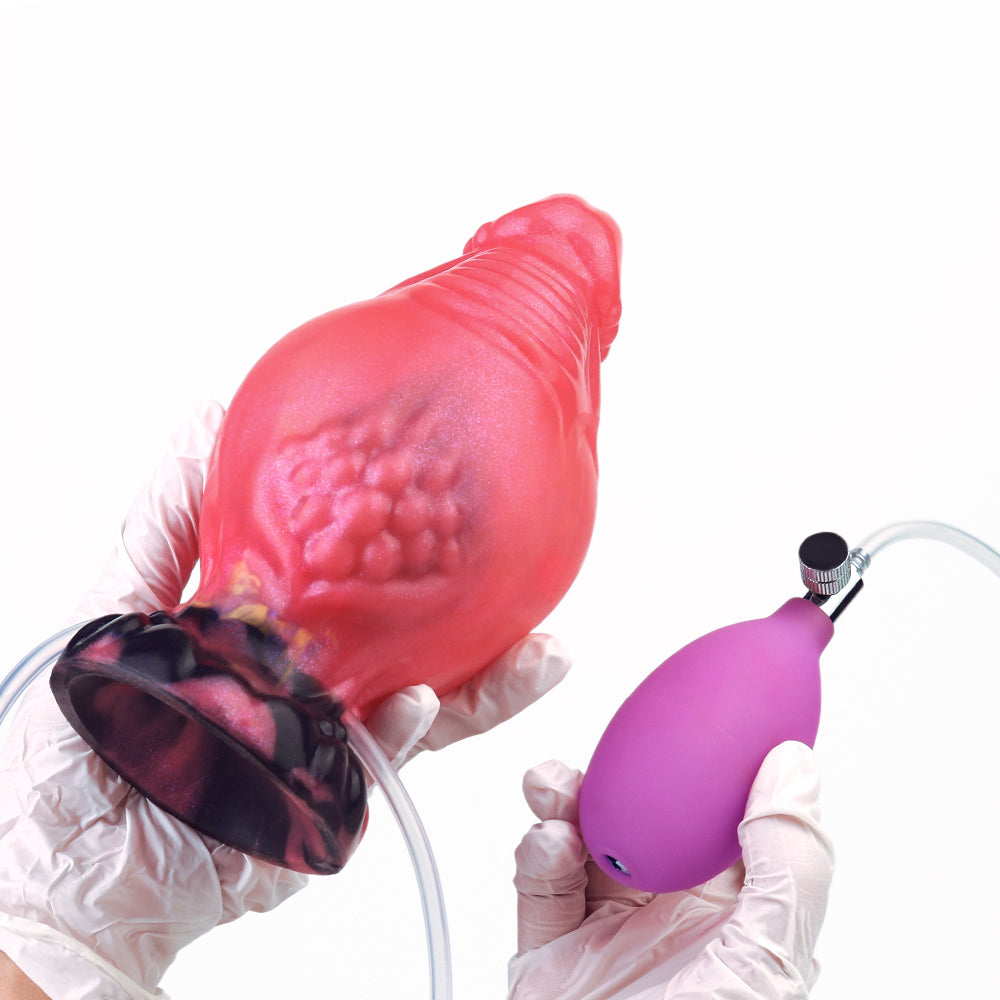 Opblaasbare dildo 22cm Rode Spuitende penis