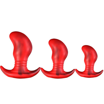 Rode Grote Siliconen Buttplug met Gebogen Vorm
