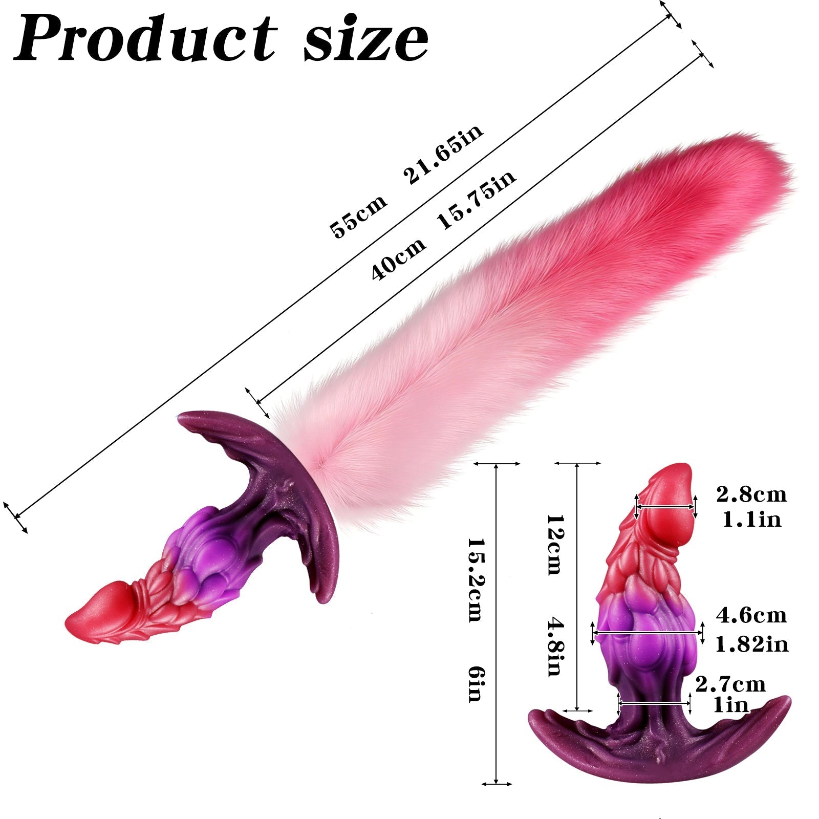 Fantasy Draken Buttplug met Afneembare Pluizige Staart