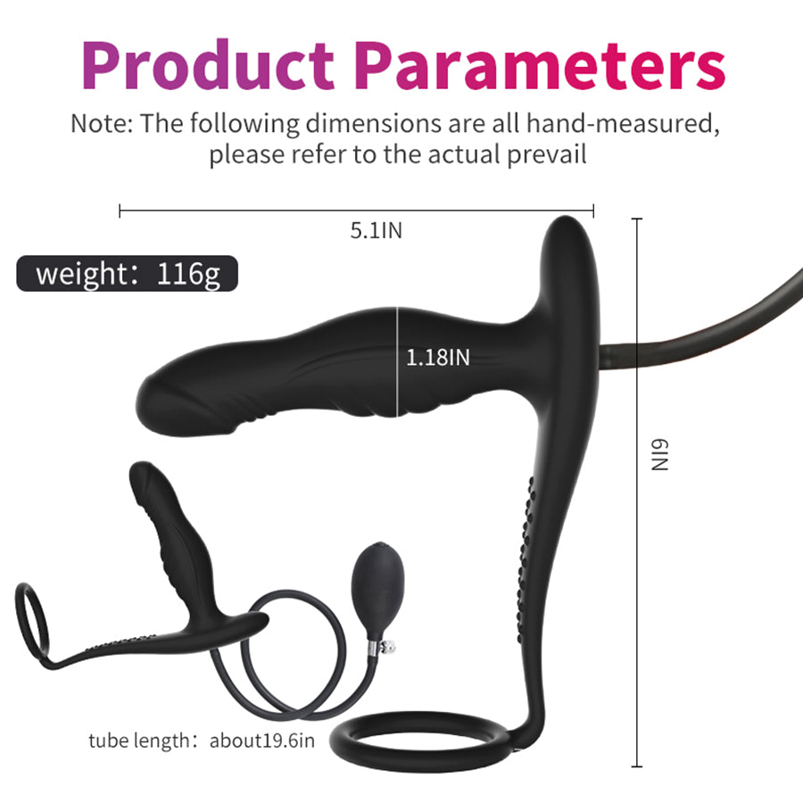 Siliconen Opblaasbare Buttplug met Penisring