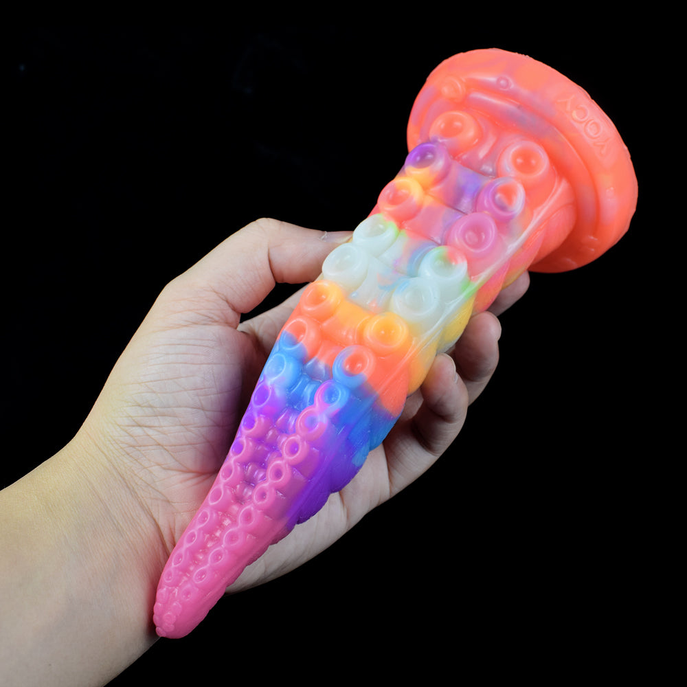 Lichtgevende Rainbow Fantasy Octopus Tenticle Dildo
