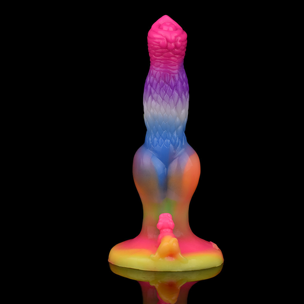 22.5 cm Glow In The Dark Rainbow Dog Dildo