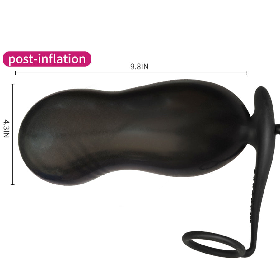 Siliconen Opblaasbare Buttplug met Penisring