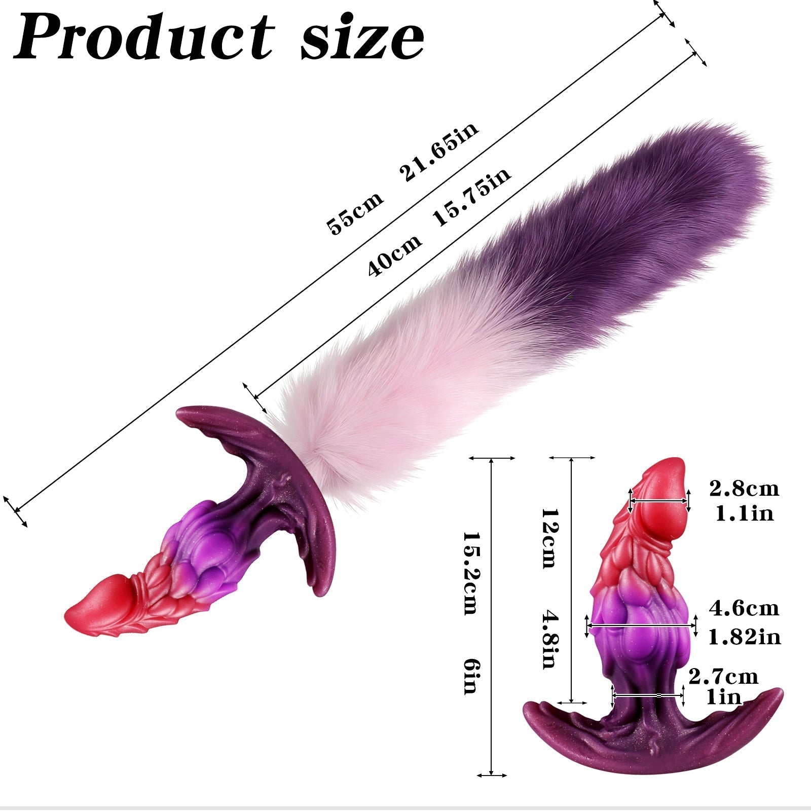 Fantasy Draken Buttplug met Afneembare Pluizige Staart