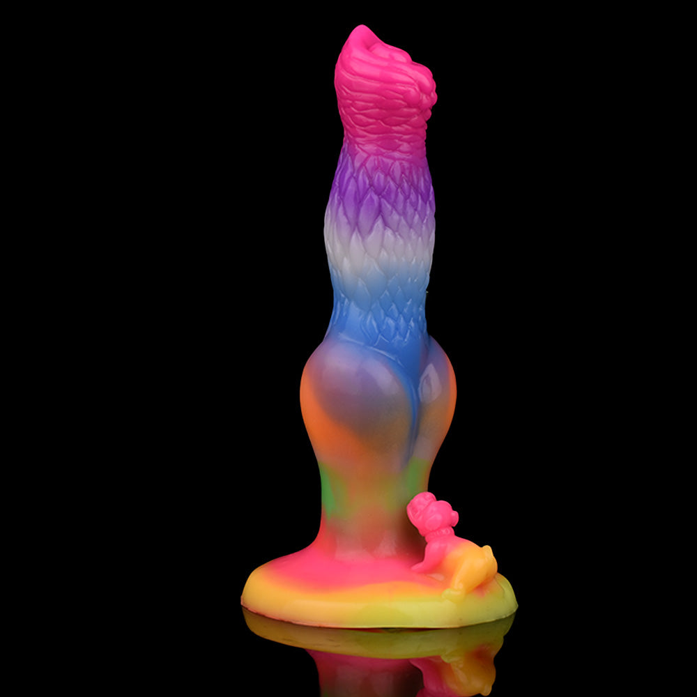 22.5 cm Glow In The Dark Rainbow Dog Dildo
