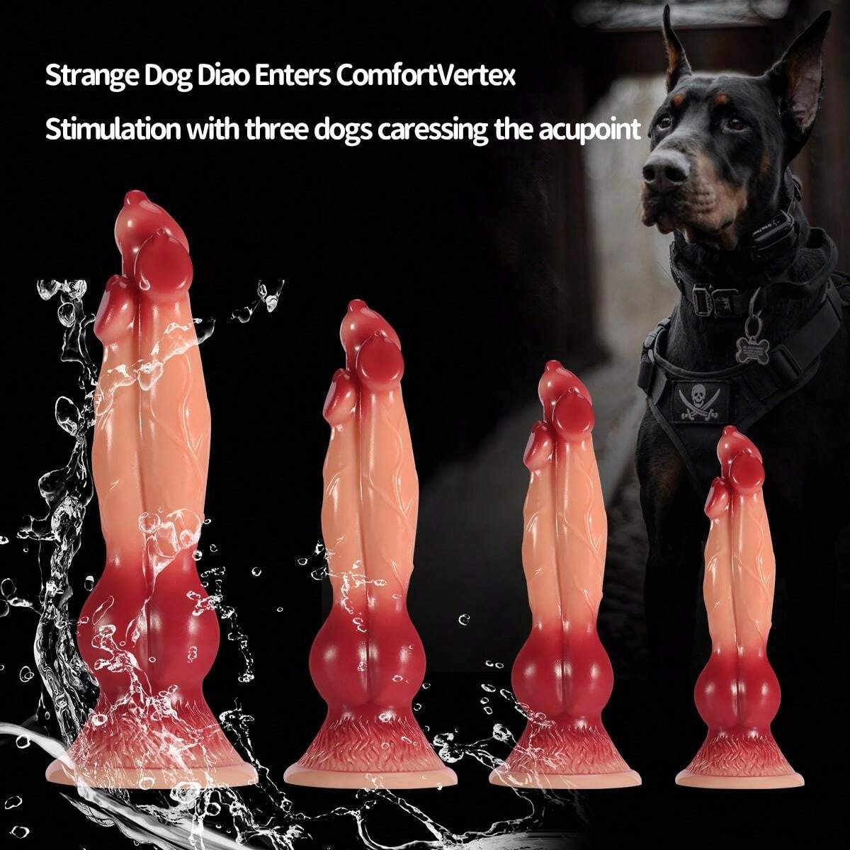 Fantasy Hond Knot Dildo Met Drie Koppen
