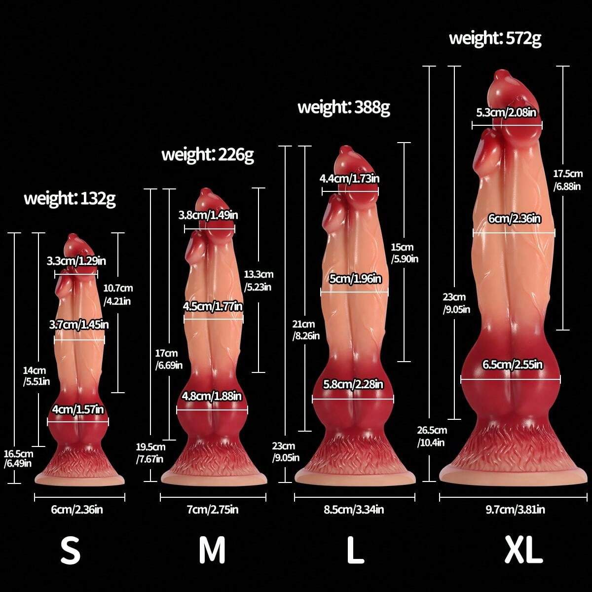 Fantasy Hond Knot Dildo Met Drie Koppen