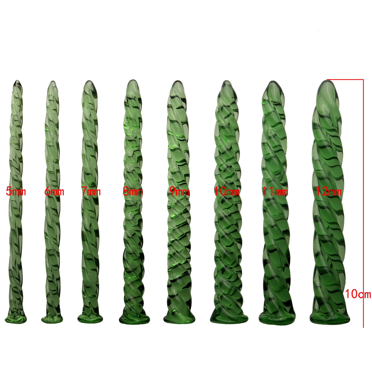Groene Glazen Dilators Spiraal Sounding Rods Set