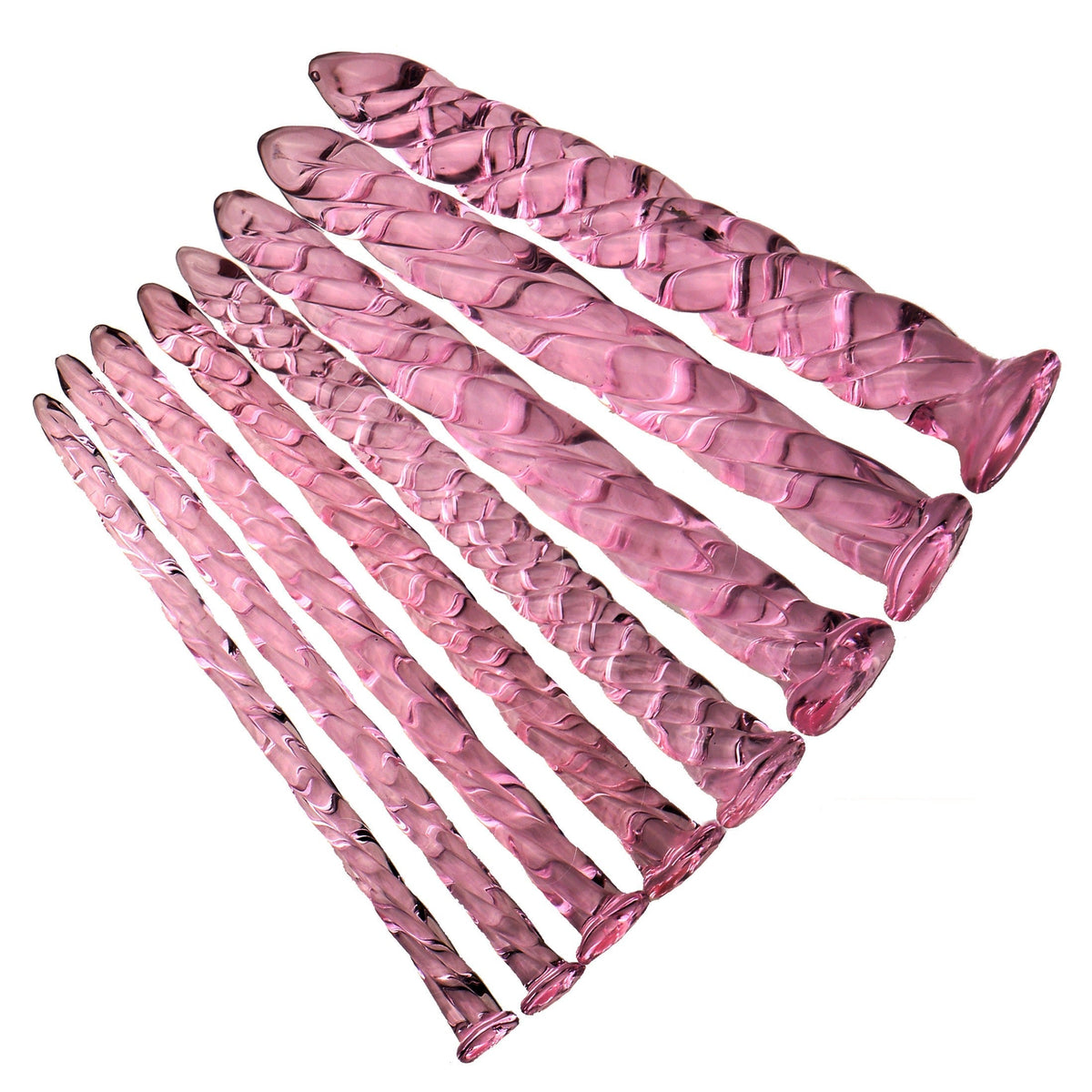 Pink Spiraal Glazen Penis Plug Set