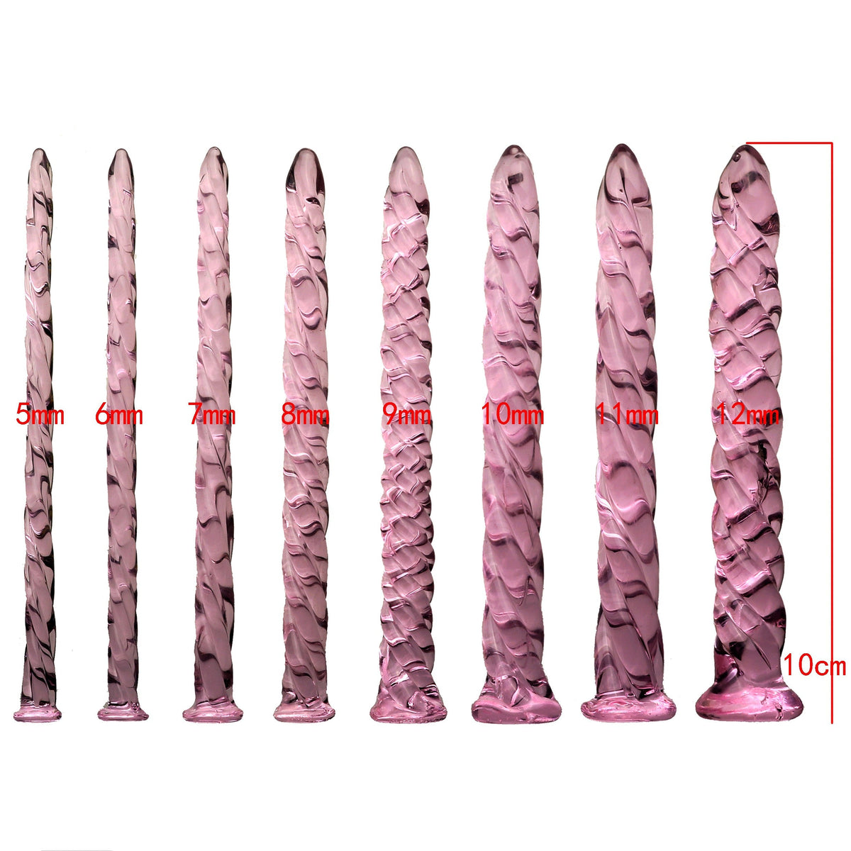Pink Spiraal Glazen Penis Plug Set