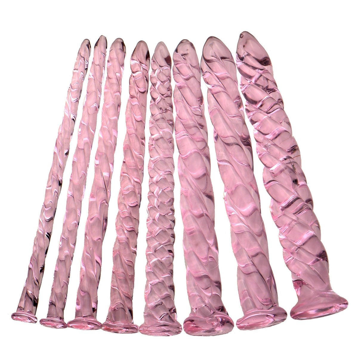 Pink Spiraal Glazen Penis Plug Set