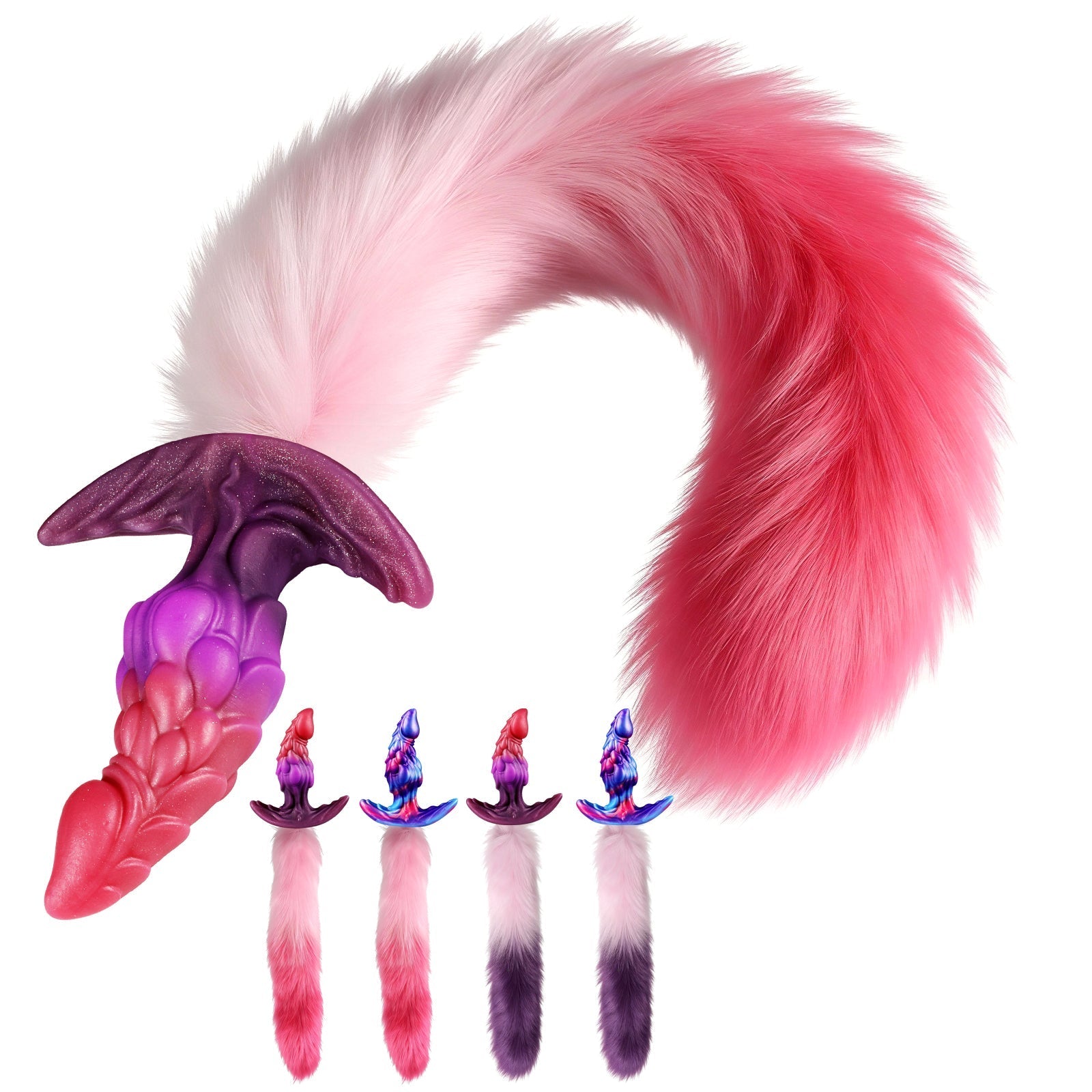 Fantasy Draken Buttplug met Afneembare Pluizige Staart