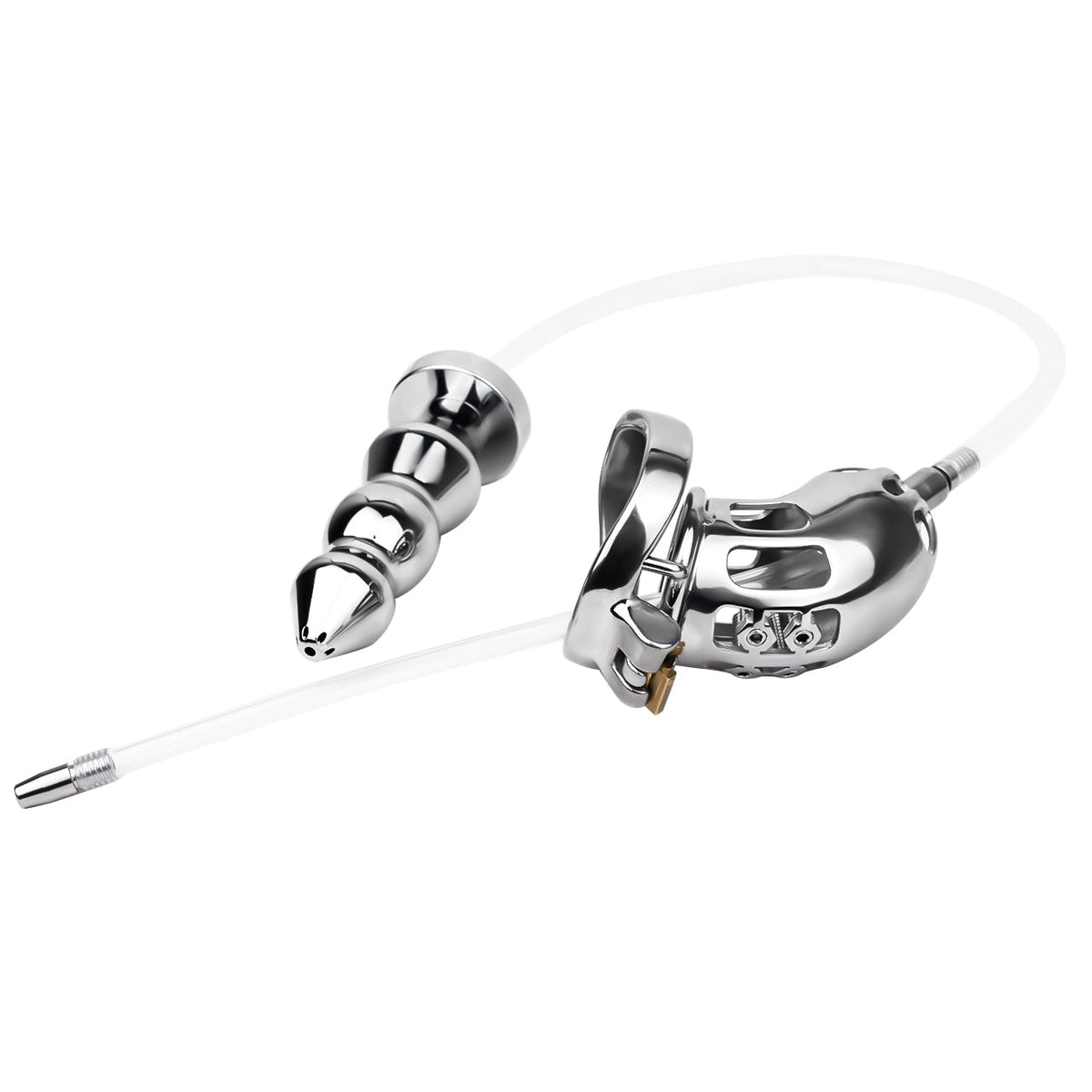 Metalen Kuisheidskooi Met Buttplug Voor BDSM