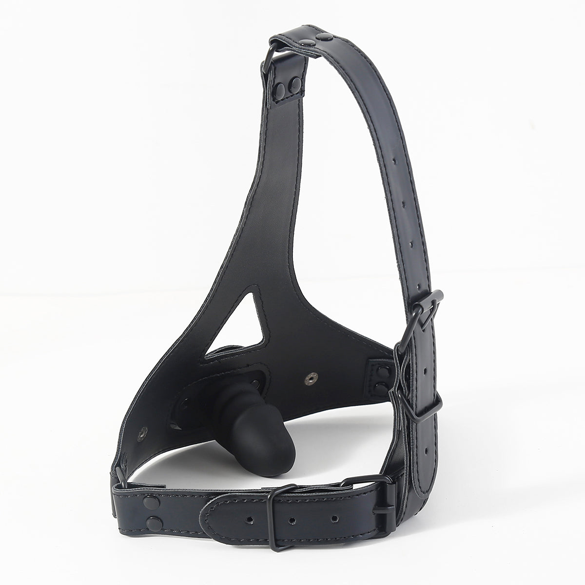 2.5 inch Black Leather BDSM Dildo Gag Mask