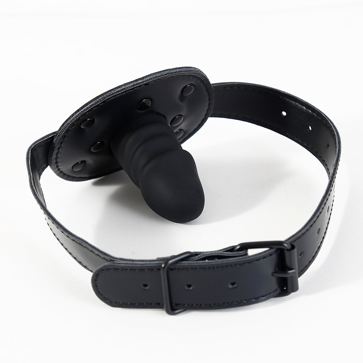 Black Leather Adjustable Training BDSM Dildo Gag