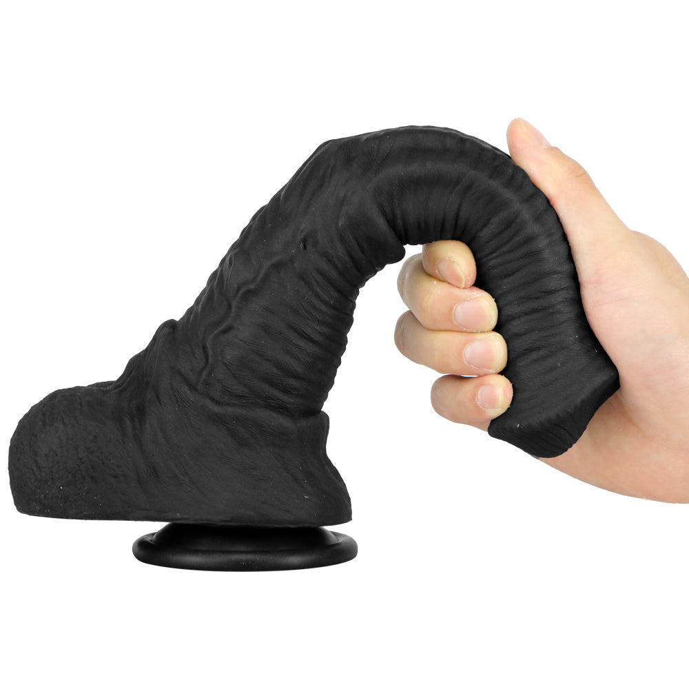 Black Fantsy Gebogen Getextureerd Horse Dildo