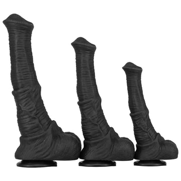 Black Fantsy Gebogen Getextureerd Horse Dildo