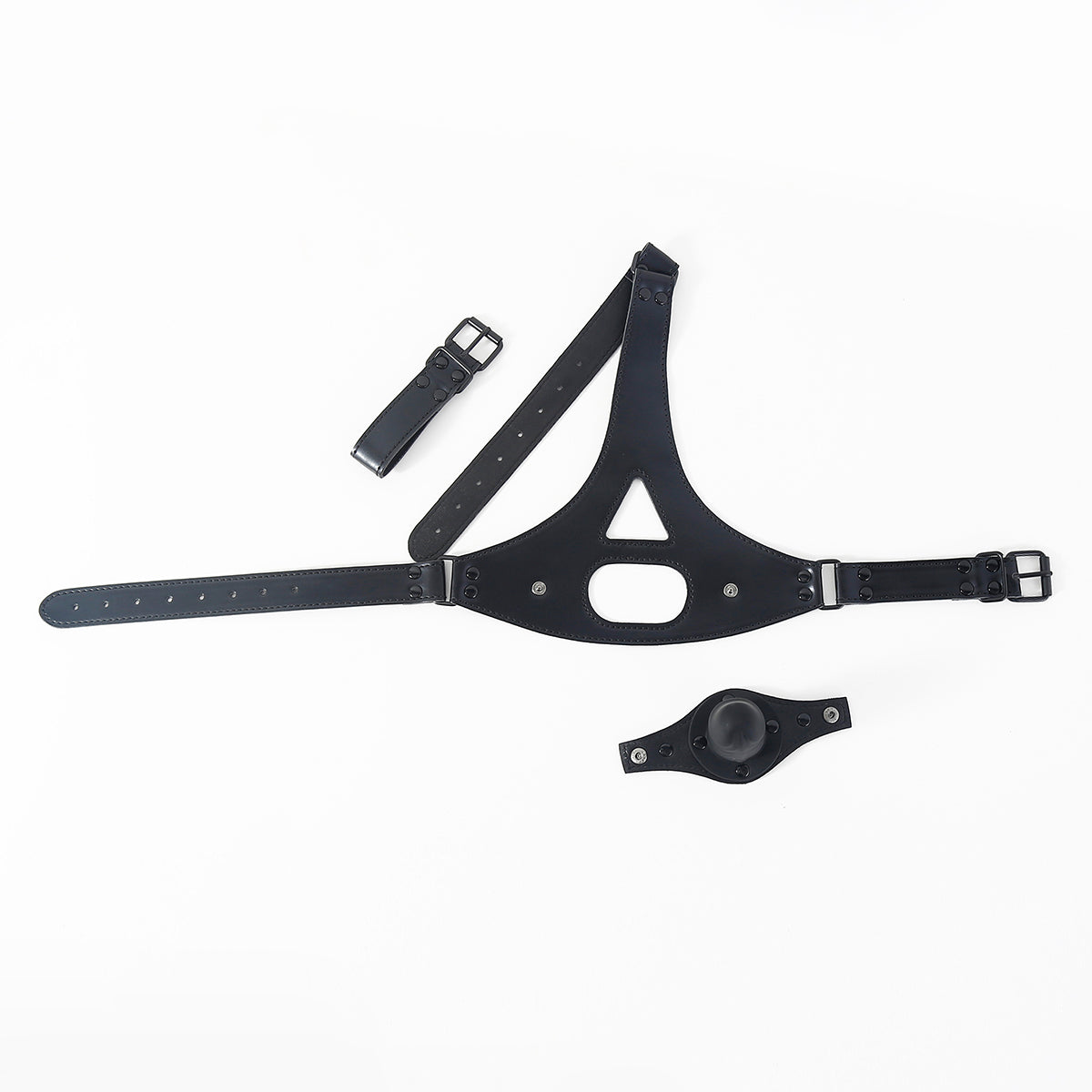 2.5 inch Black Leather BDSM Dildo Gag Mask