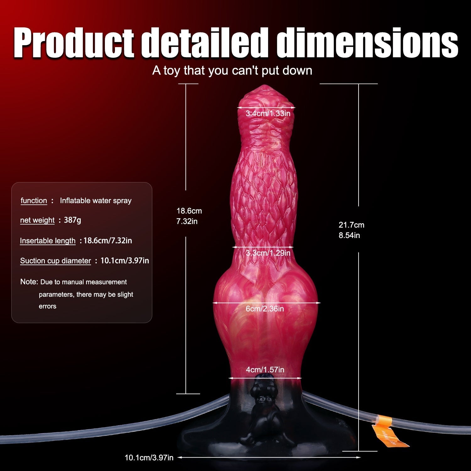 21.7 cm Red Inflatable Ejaculating Dogdildo