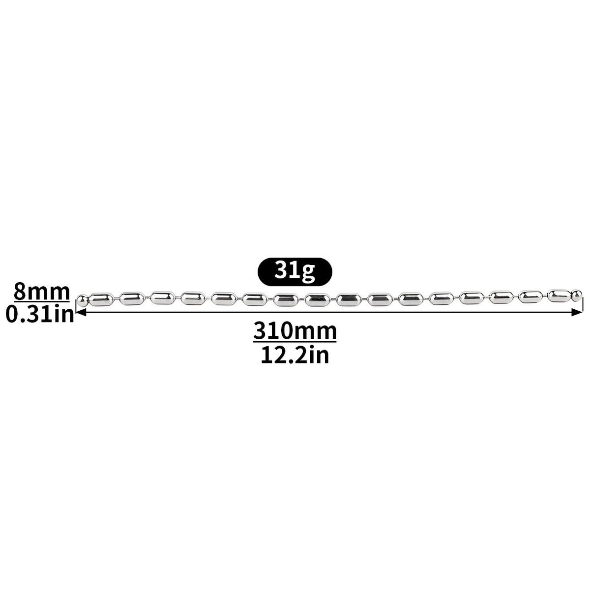 31cm RVS Kralenketting Penisplug Voor Sounding