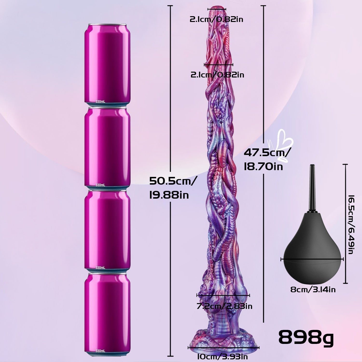 50.8 cm Paarse Tentakel Dildo Ejaculerende Fantasy