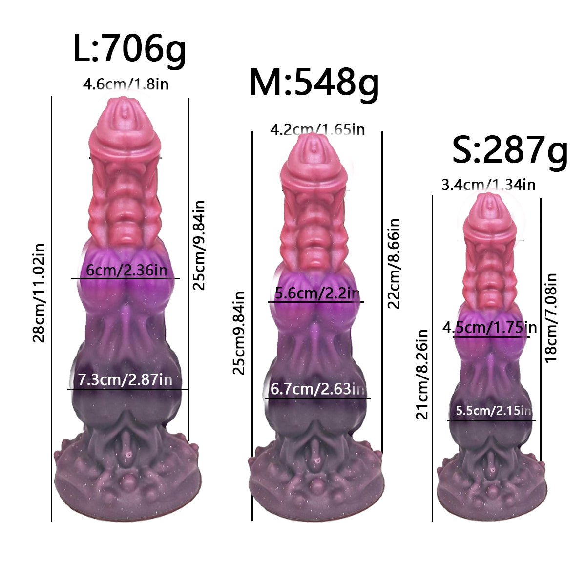 Paarse Alien Monsterdildo met Dubbele Knot Zuignap