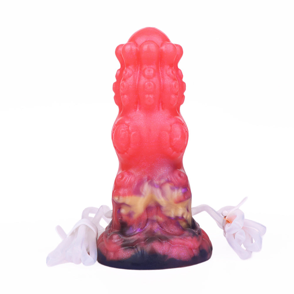 Rode Tentakel Inflatabledildo Met Knot En Spuitfunctie