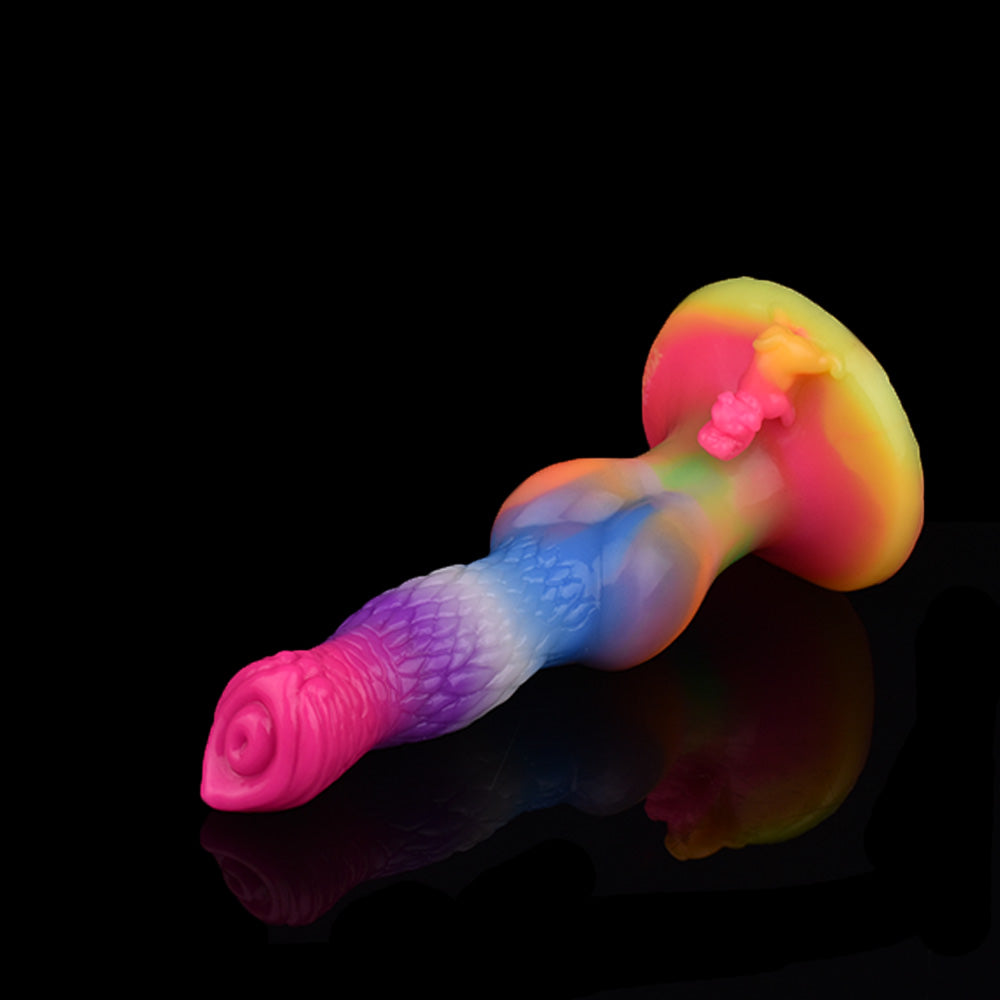 22.5 cm Glow In The Dark Rainbow Dog Dildo