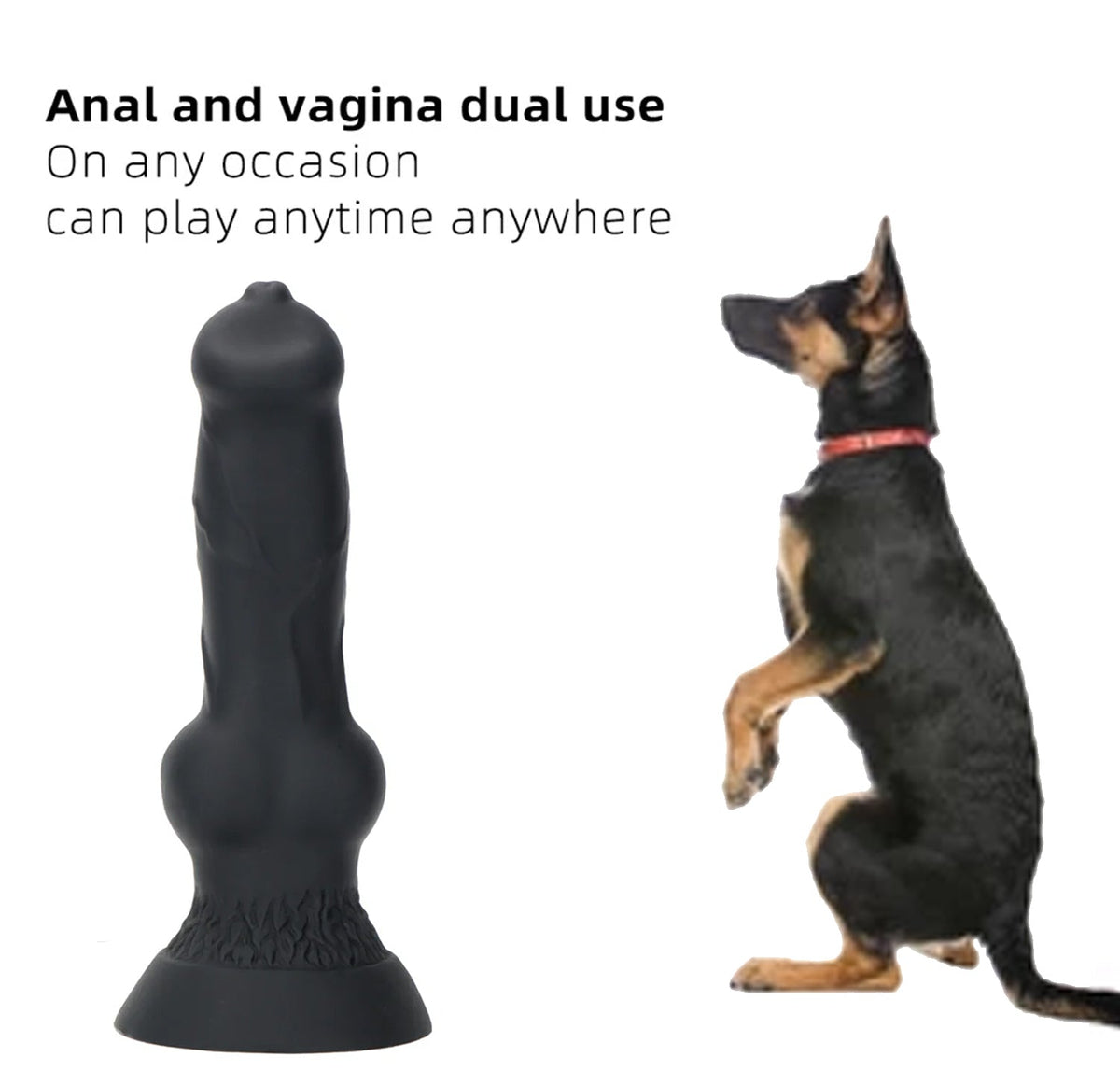 Big Black Dog Dildo Met Knot 33cm